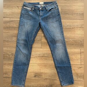 Roxy Light Blue Denim Jeans with Brown Topstitching